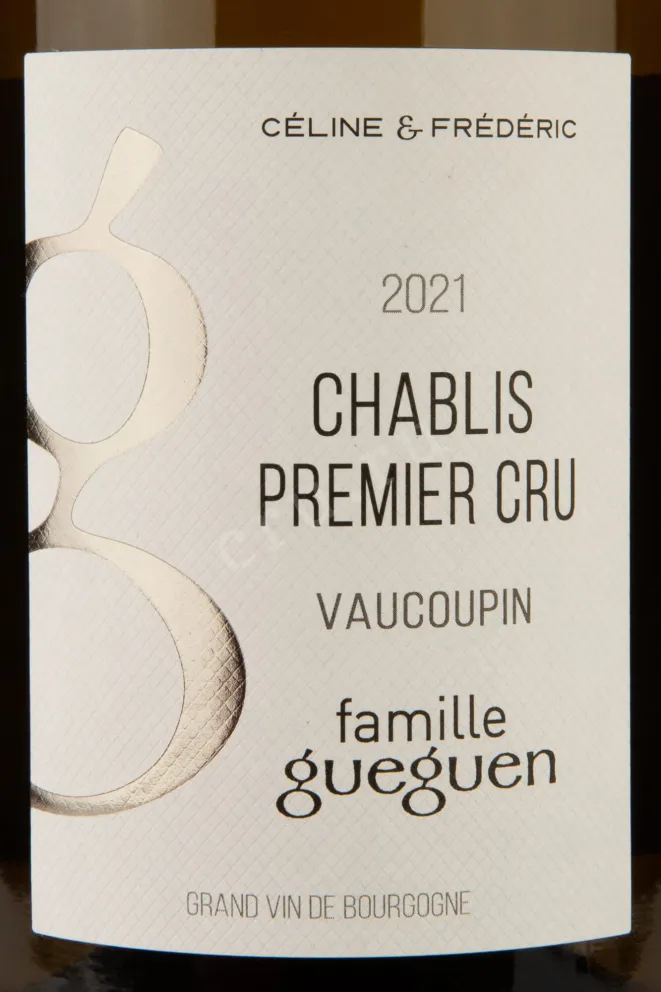 Этикетка Celine and Frederic Chablis Premier Cru Vaucoupin 2021 0.75 л