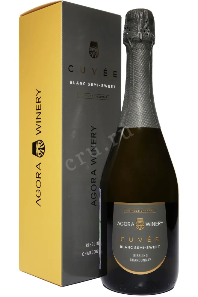 Игристое вино Агора Кюве Рислинг Шардоне подарочной упаковке 2024 0.75 л