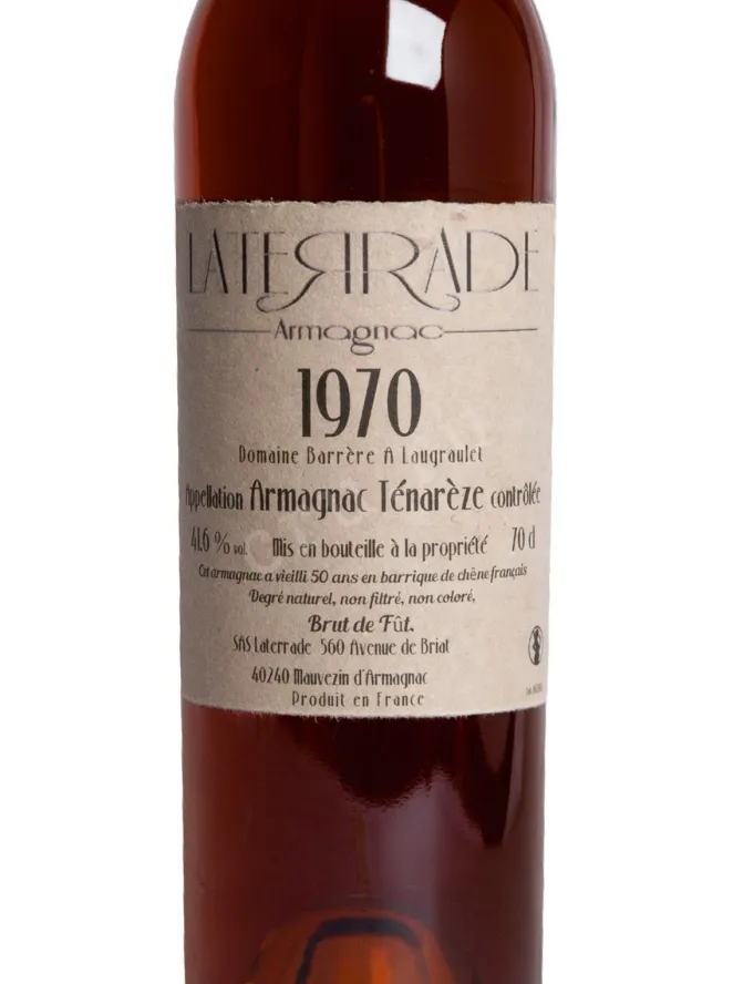 Этикетка Laterrade Domaine de Barrere Armagnac Tenareze 1970 0.7 л
