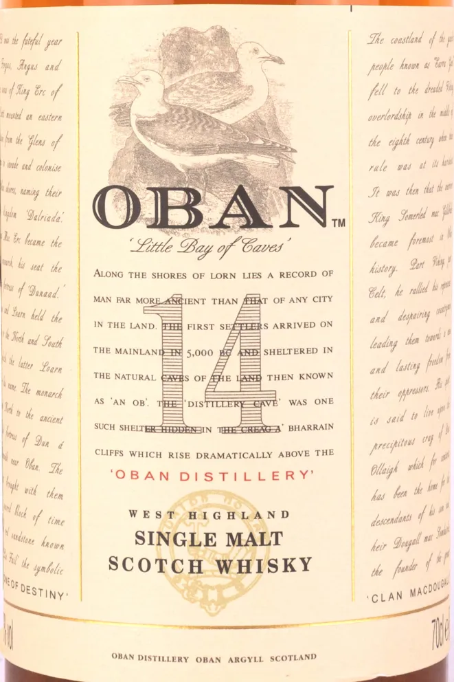 Этикетка Oban 14 years old in tube 0.7 л