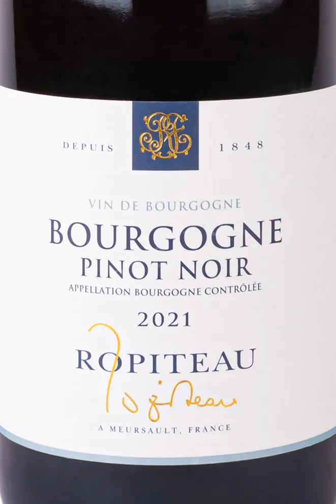 Этикетка Ropiteau Bourgogne Pinot Noir AOC 2021 0.75 л