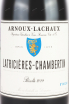Этикетка Latricieres-Chambertin Grand Cru Domaine Arnoux-Lachaux 2019 0.75 л