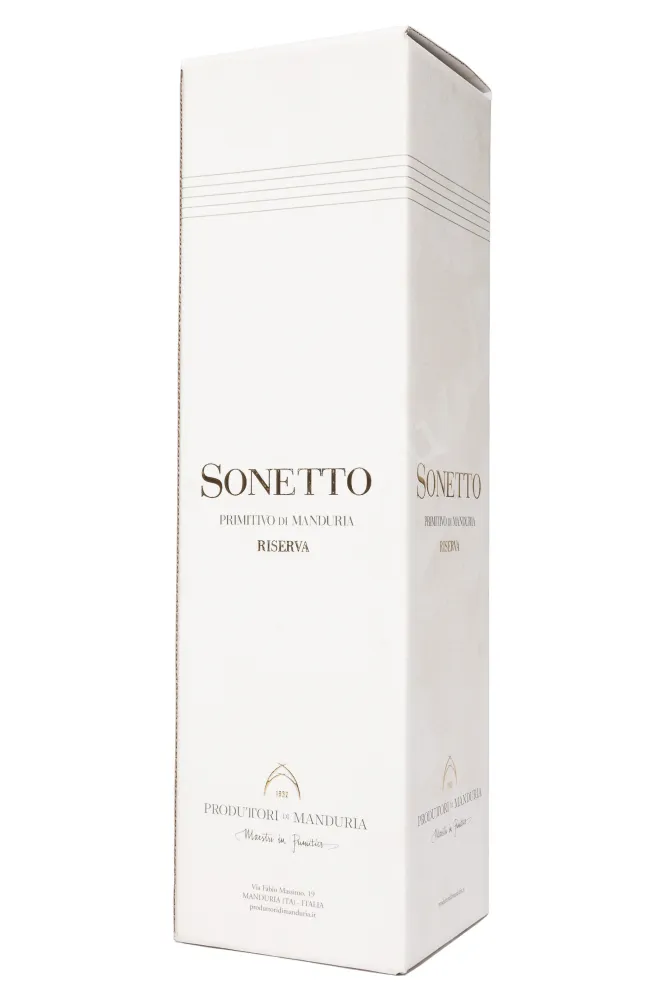 Подарочная коробка Produttori di Manduria Sonetto Riserva Primitivo di Manduria DOP gift box 2019 0.75 л