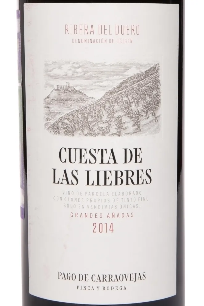 Этикетка Pago de Carraovejas Cuesta de Las Liebres Ribera del Duero DO 2014 0.75 л