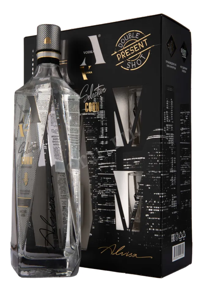 Водка А в подарочной упаковке с двумя стопками  0.7 л