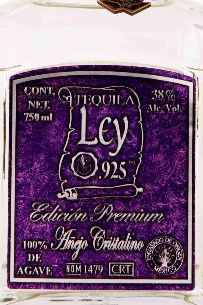 Этикетка Ley 925 Anejo Cristalino Premium in gift box 0.75 л