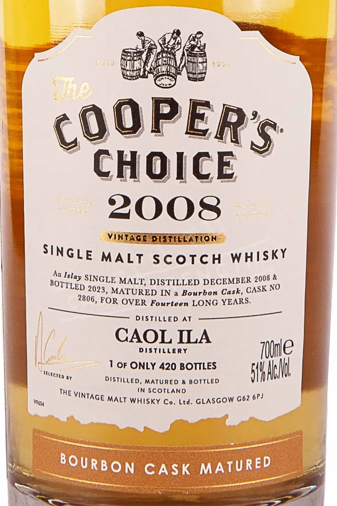 Этикетка The Cooper's Choice Coal Ila Bourbon Single Malt Scotch Whisky 0.7 л