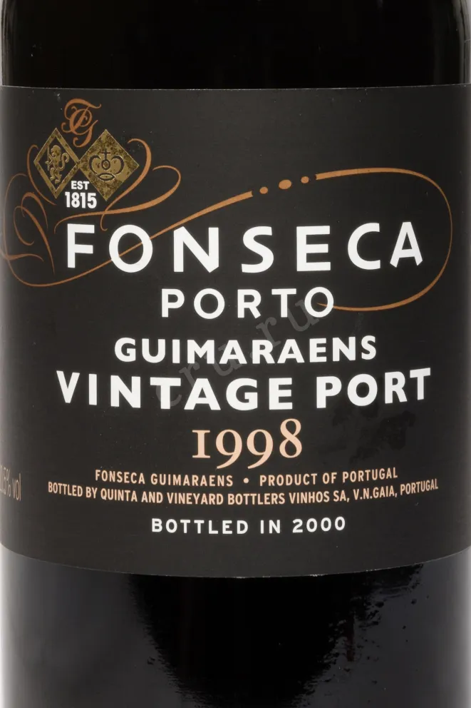 Этикетка Fonseca Guimaraens Vintage Port in wooden box DO 1998 0.75 л