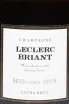 Этикетка Leclerc Briant Millesime 2019 0.75 л