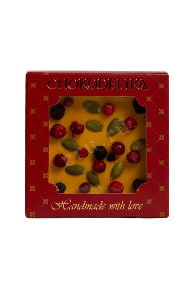 Шоколад Чокоделика белый с украшением Облепиха и Брусника 35 г