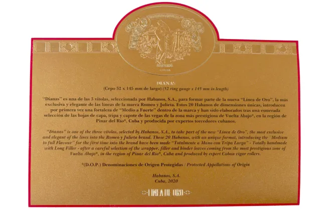 Контрэтикетка Romeo y Julieta Dianas *20