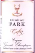 Этикетка Park Extra Grande Champagne XO in gift box 0.2 л