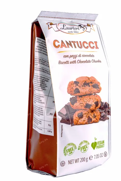 Печенье Laurieri Cantucci with chocolate chunks 200 г
