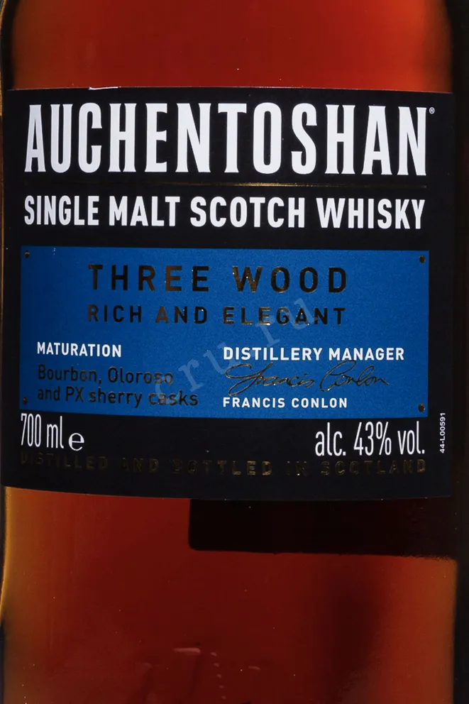 Этикетка Auchentoshan Three Wood 0.7 л