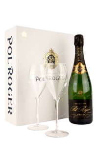 Шампанское Pol Roger Brut Vintage giftset with 2 glasses 2013 0.75 л