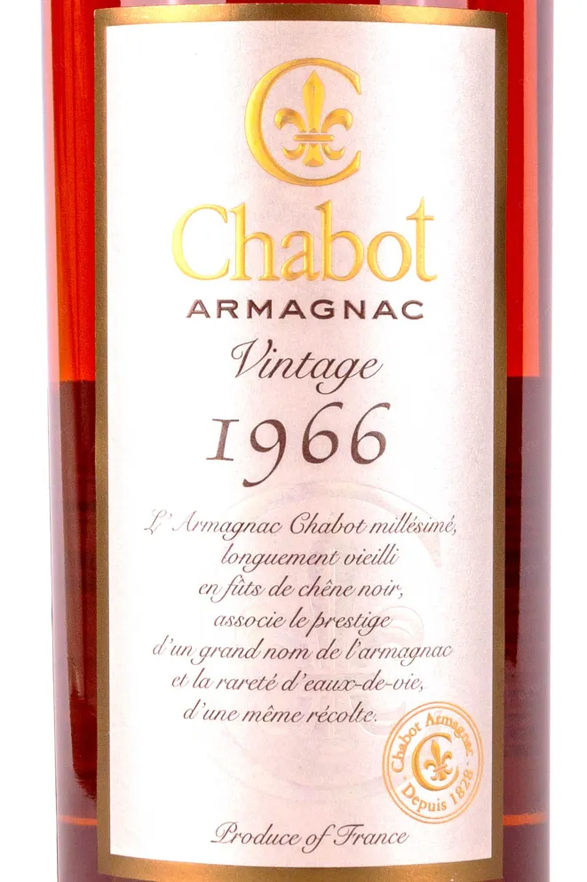 Этикетка Chabot 1966 in tube 0.7 л