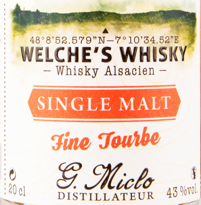 Этикетка виски Welche's Distillery G.Miclo Single Malt Fine Tourbe 0.2