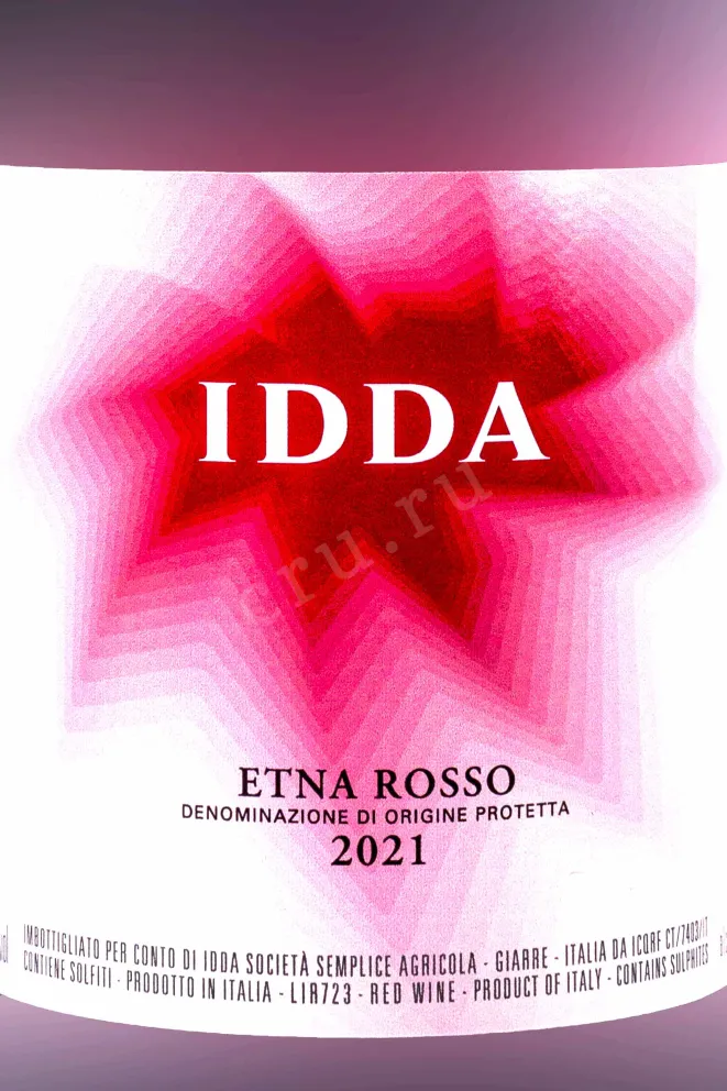 Этикетка Idda Etna Rosso 2021 0.75 л