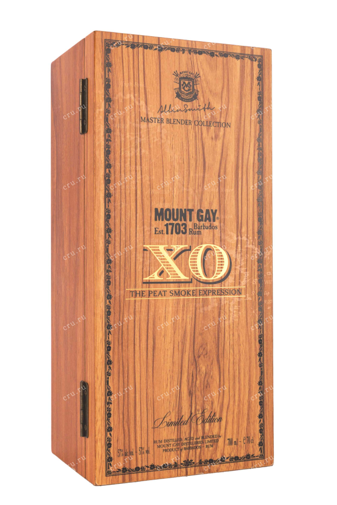 Деревянная коробка Mount Gay XO Peat Smoke Expressions wooden box 0.7 л