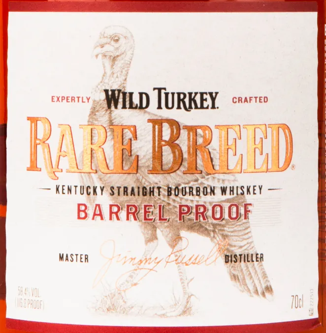 Этикетка виски Wild Turkey Rare Breed in tube 0.7