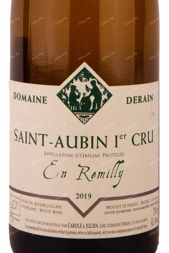 Этикетка Domaine Derain Saint-Aubin 1er Cru En Remilly 2019 0.75 л