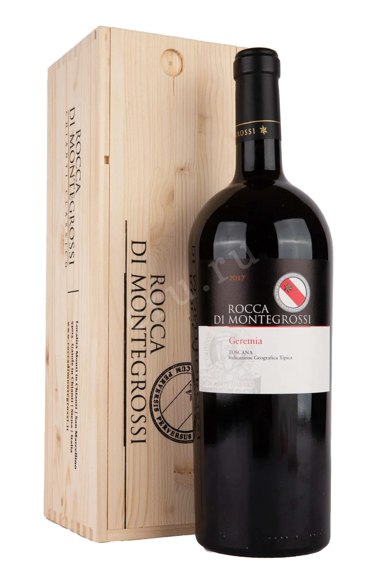 Фото — Вино Rocca di Montegrossi Geremia in wooden box 2017 1.5 л