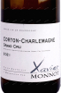 Этикетка Domaine Xavier Monnot Corton-Charlemagne Grand Cru 2021 0.75 л