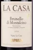 Этикетка Caparzo Brunello di Montalcino La Casa in wooden box 2019 1.5 л