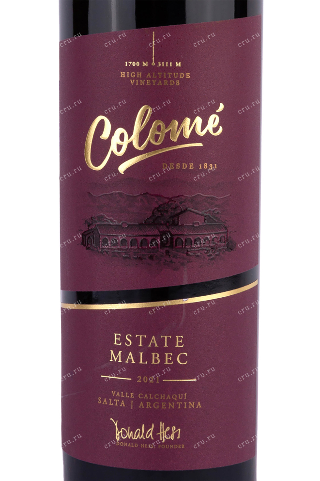 Этикетка Colome Malbec Estate 2021 0.75 л