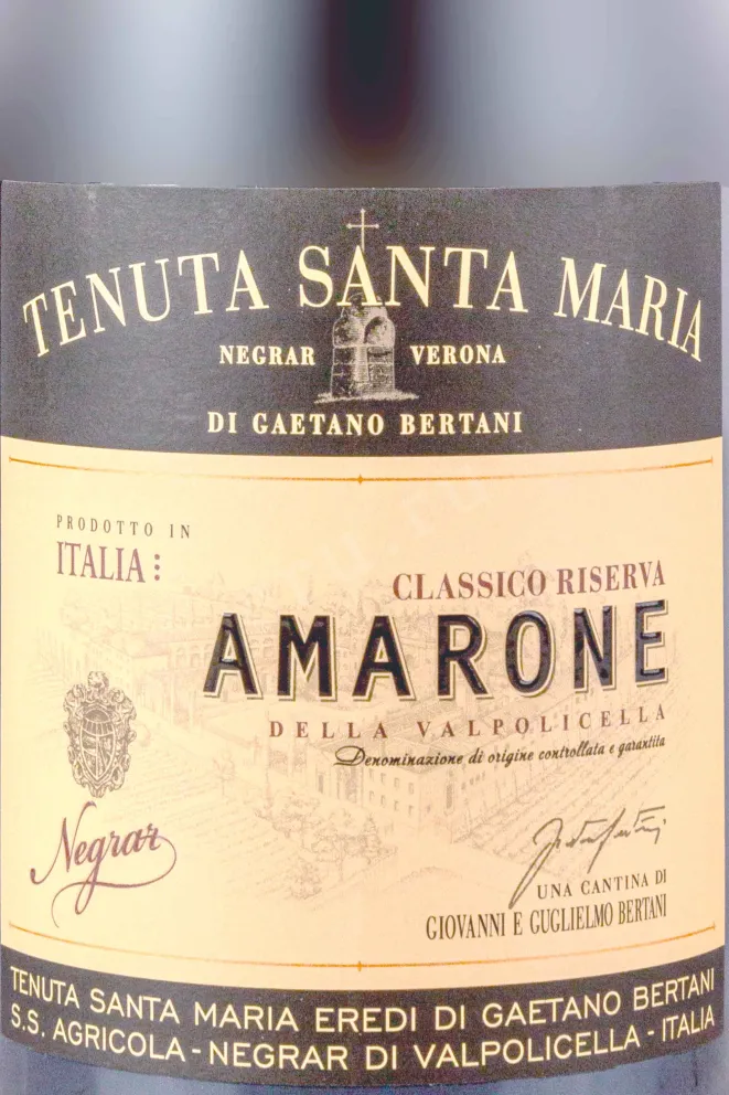 Этикетка Tenuta Santa Maria Amarone della Valpolicella Classico Riserva 2018 1.5 л