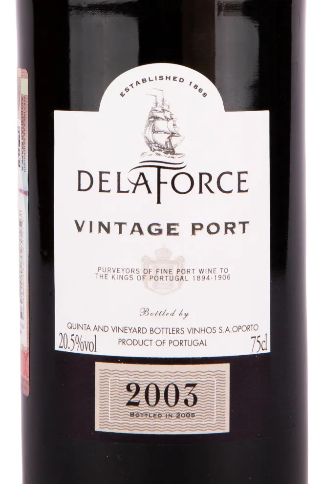 Этикетка портвейна Делафорс Винтаж в подарочной коробке 2003 0.75 л