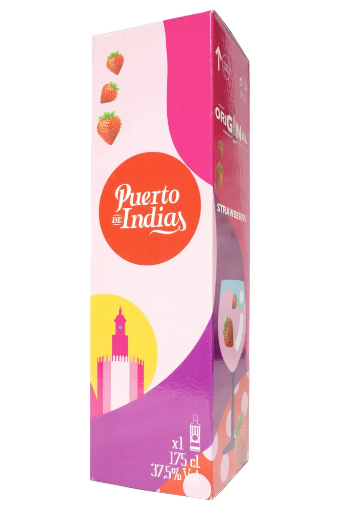 Подарочная коробка Puerto de Indias Sevillian Gin Premium Strawberry in gift box 1.75 л