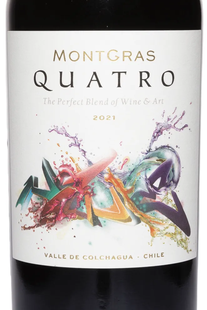 Этикетка Montgras Quatro Valle de Colchagua DO 2021 0.75 л