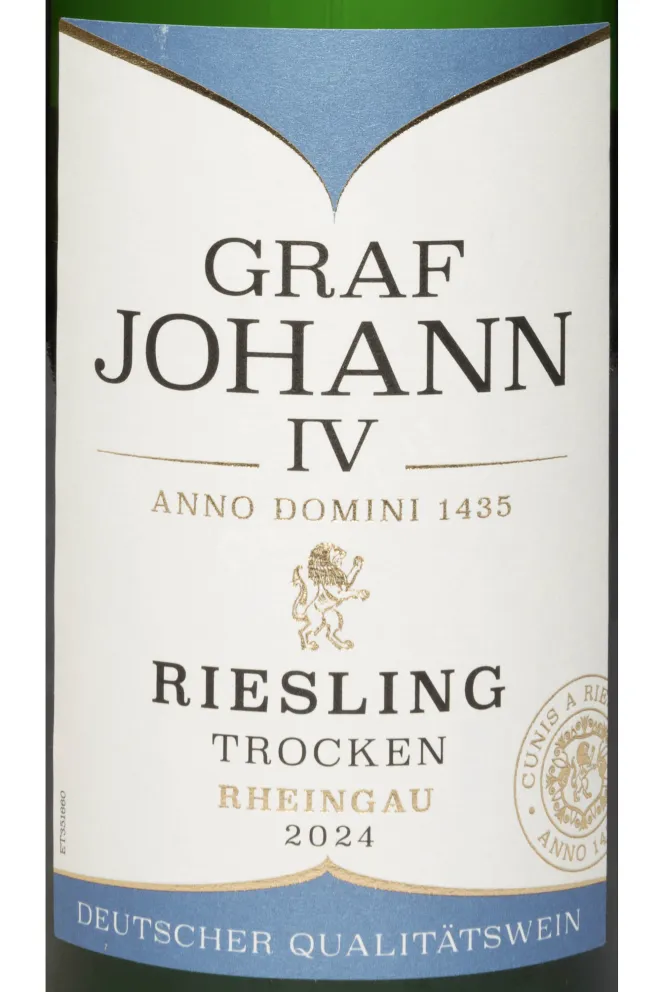 Этикетка Graf Johann IV Riesling Trocken Rheingau 2024 0.75 л