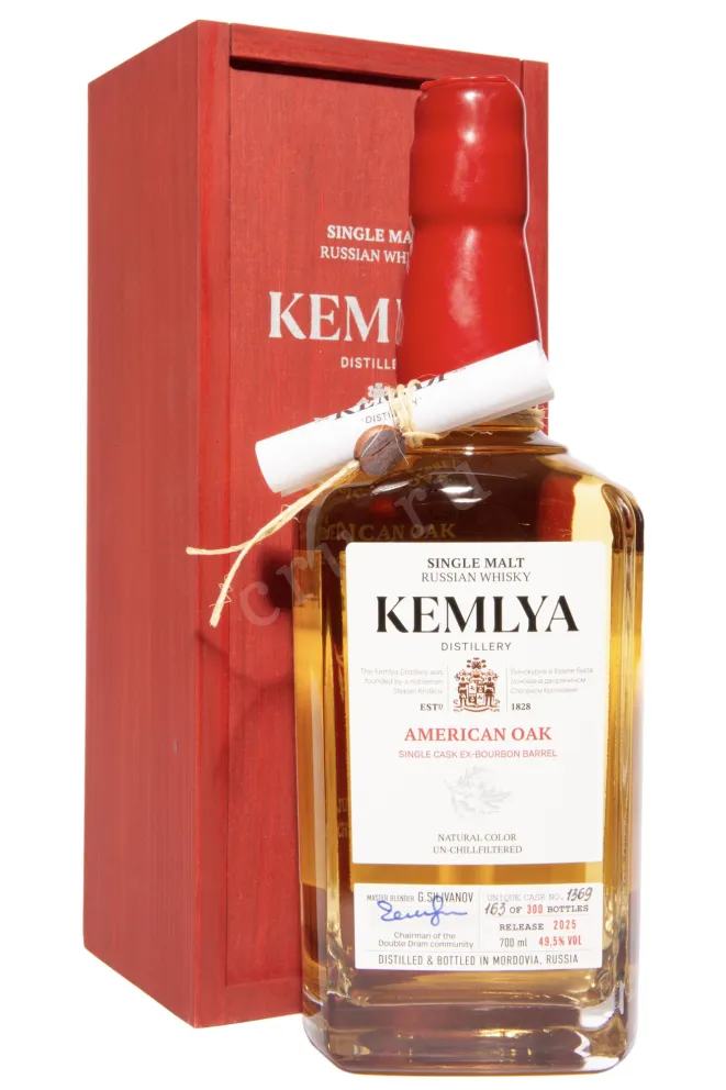 Виски Kemlya Single Malt American Oak in wooden box  0.7 л