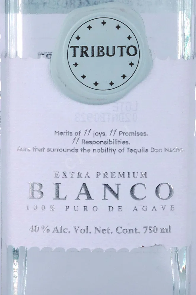 Этикетка  Don Nacho Tributo Extra Premium Blanco 0.75 л
