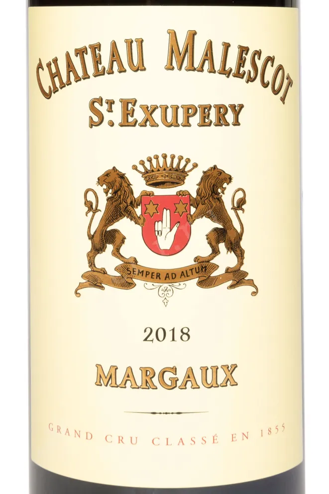 Этикетка Chateau Malescot Saint-Exupery Grand Cru Classe Margaux AOC 2018 0.75 л