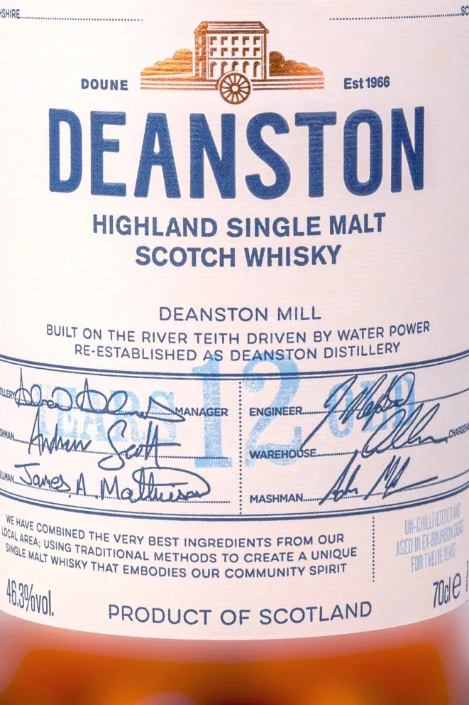 Этикетка Deanston 12 years 0.7 л