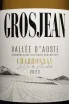 Этикетка Grosjean Chardonnay Vallee D'Aoste DOC 2023 0.75 л