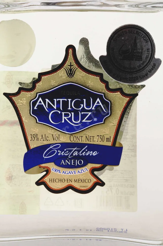 Этикетка Antigua Cruz Anejo Cristalino 0.75 л
