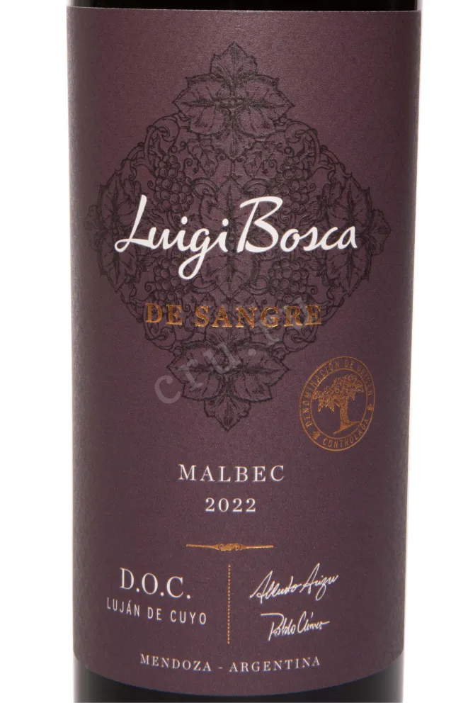 Этикетка Luigi Bosca De Sangre Malbec 2022 0.75 л