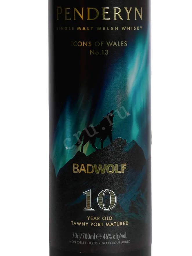Этикетка Penderyn Badwolf 10 years old in gift box 0.7 л