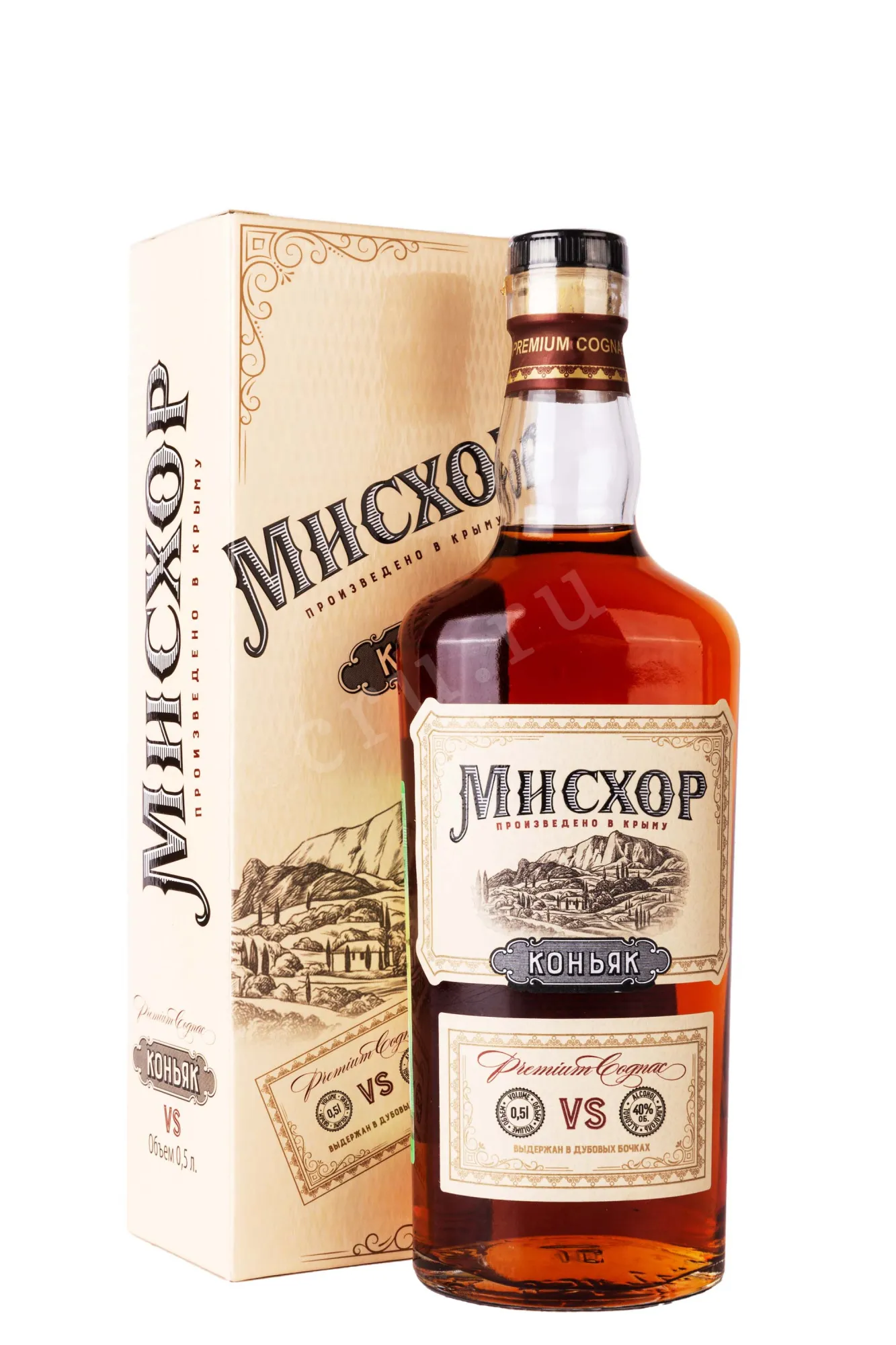Фото — Коньяк Мисхор ВС 3-х летний в подарочной упаковке  0.5 л