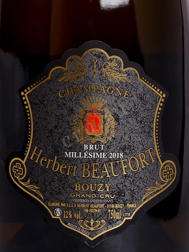 Этикетка Herbert Beaufort Cuvee La Favorite Bouzy Grand Cru 2018 0.75 л