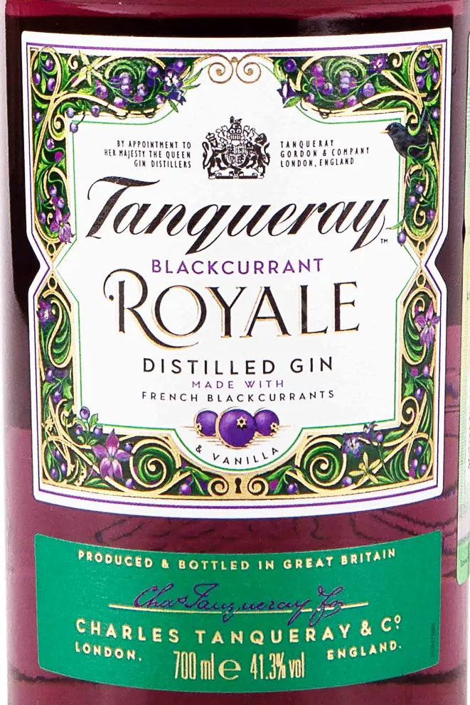 Этикетка Tanqueray Blackcurrant Royale 0.7 л