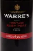 Этикетка Warres Heritage Ruby Port 2023 0.75 л