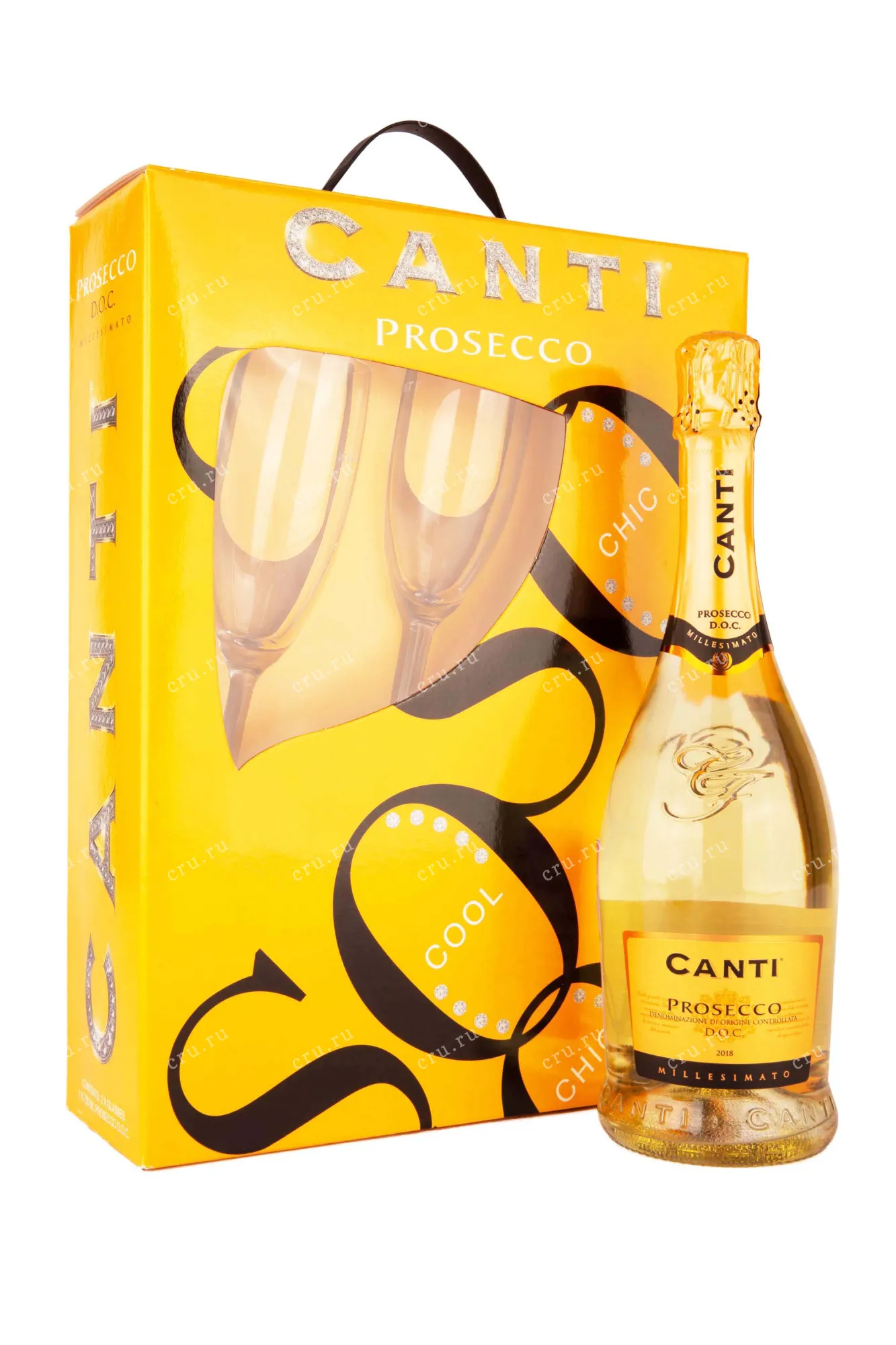 Фото — Игристое вино Prosecco Canti gift box + 2 glasses  0.75 л