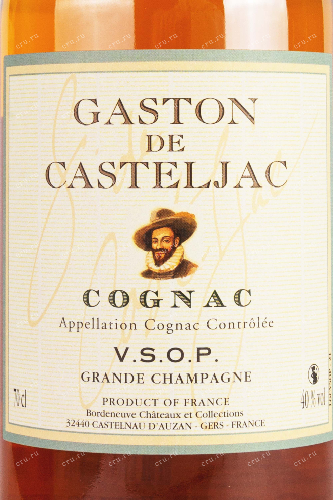 Этикетка Gaston de Casteljac VSOP wooden box 0.7 л