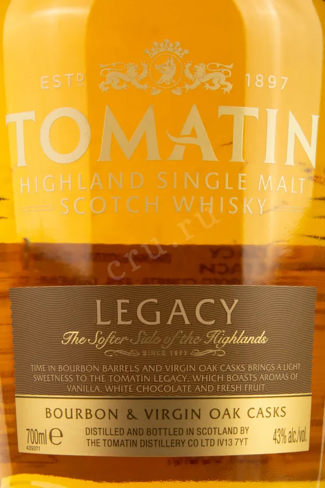 Этикетка Tomatin Legacy  0.7 л