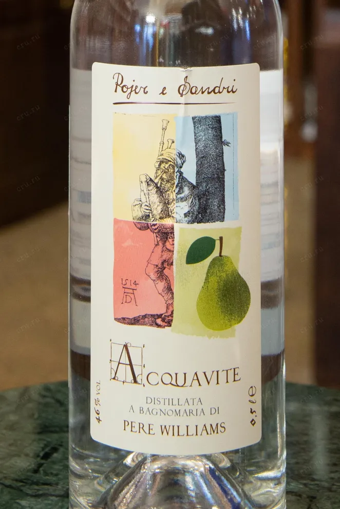 Этикетка Acquavite Pere Williams in gift box 0.5 л